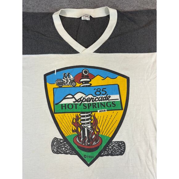 Vintage 80s Aspencade Hot Springs Ark Graphic T Shirt Mens Large White Black - Picture 2 of 7